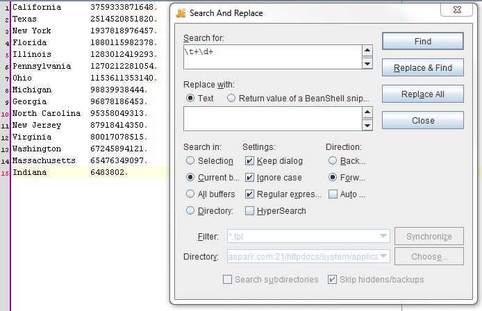 Examples of find and replace using regular expression