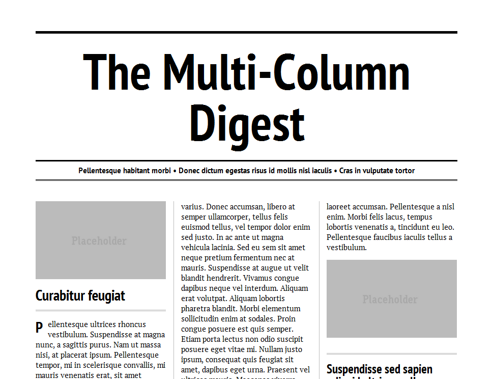 The Multi-Column Digest, example of multi-column layout