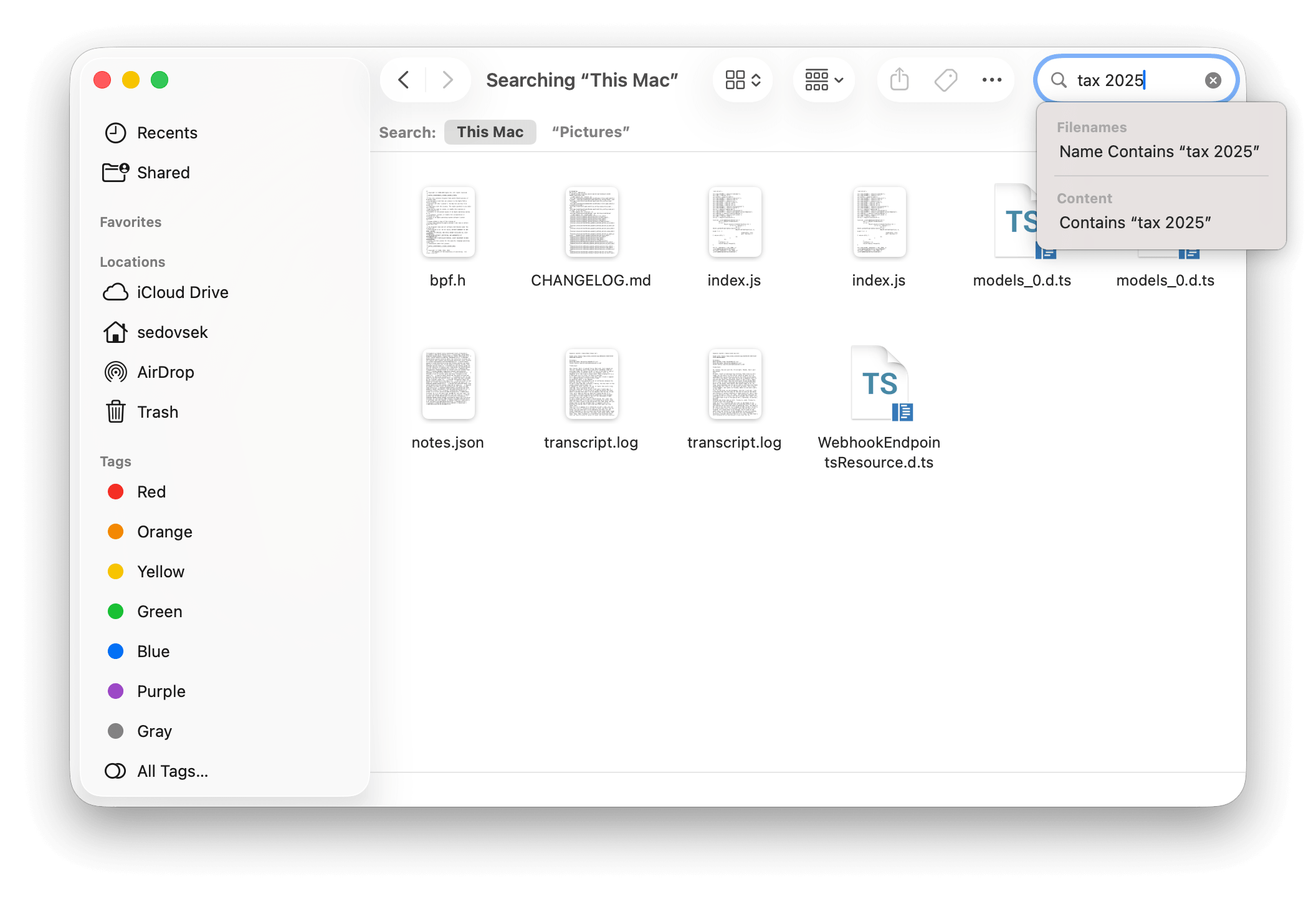 Inability to use Finder to find files by their meaning